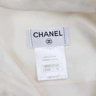 美品 シャネル P38 シルクブラウス レディース オフホワイト 40 ノースリーブシャツ CHANEL
