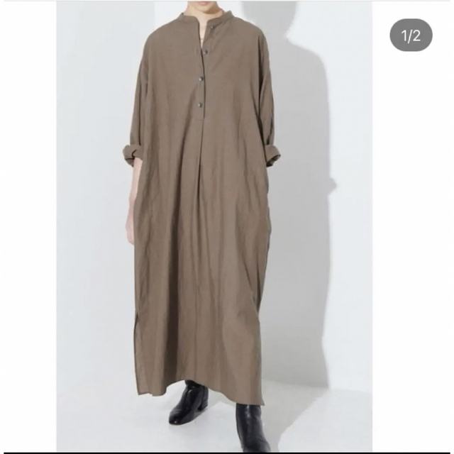 正規 wirrowコットンリネンスタンドカラーシャツドレス ワンピース