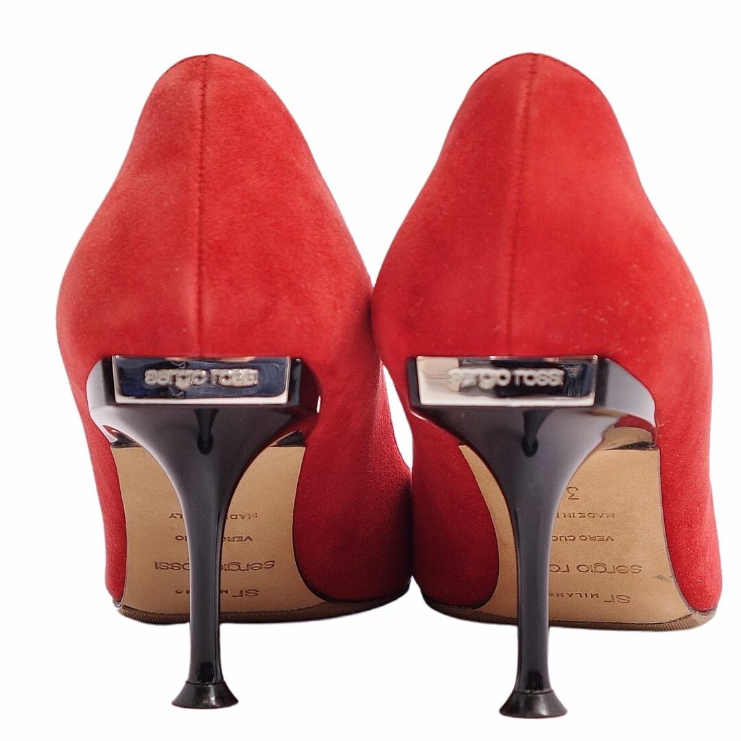 美品 セルジオロッシ SERGIO ROSSI パンプス スウェード ヒール レザー シューズ レディース 靴 37.5(24.5cm相当) ブラック