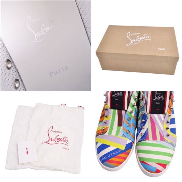 美品 クリスチャンルブタン Christian Louboutin スニーカー F.A.V Fique A Vontade スリッポン スパイク スタッズ シューズ 靴 メンズ 40.5(25.5cm相当) マルチカラー