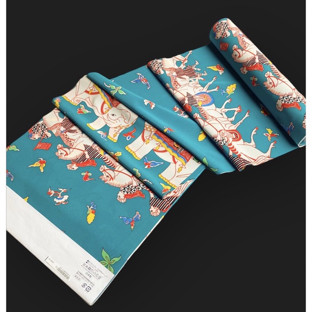 新品 洗える長襦袢反物【京都岡重】アジアン象★東レシルック★羽裏やお洋服にも♪