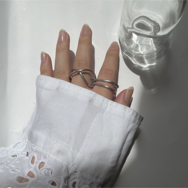 line ＆ cross w finger ring _ダブルフィンガーリング レディースのアクセサリー(リング(指輪))の商品写真