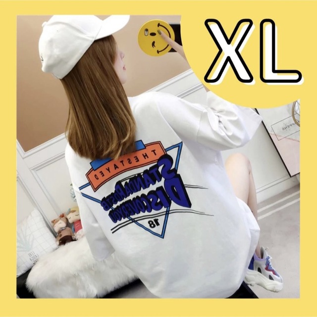 レディース 半袖　Tシャツ 韓国　オーバーサイズ　ストリート　白 ホワイト レディースのトップス(Tシャツ(半袖/袖なし))の商品写真