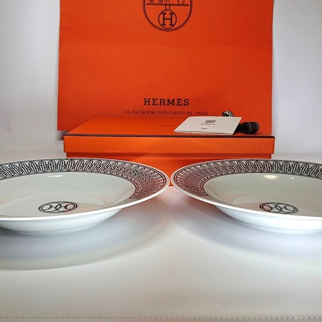 エルメス H アッシュデコ スーププレート 中深皿(22.5cm) × 2枚