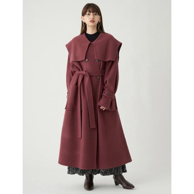 2022年春夏 ビッグカラーリバーコート ワインレッド snidel www.chilai