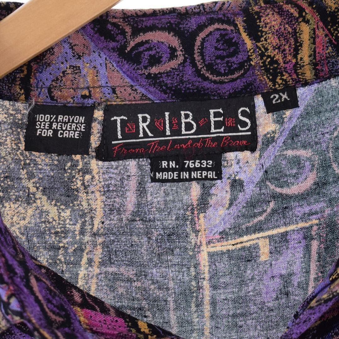 TRIBES 半袖 総柄 レーヨンシャツ メンズXXL /eaa327702