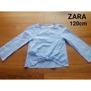 ザラキッズ(ZARA KIDS)のZARA Girls ザラ 長袖コットントップス リボン 120cm(Tシャツ/カットソー)