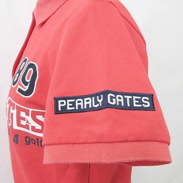 PEARLY GATES(パーリーゲイツ)のパーリーゲイツ PEARLY GATES ポロシャツ 半袖 ロゴ レッド 1 スポーツ/アウトドアのゴルフ(ウエア)の商品写真