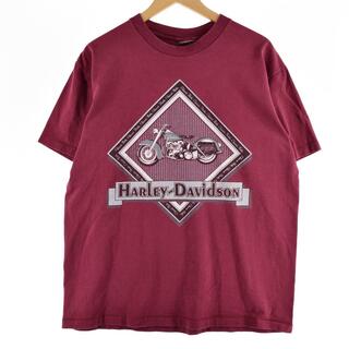 ハーレーダビッドソン(Harley Davidson)の古着 90年代 ハーレーダビッドソン Harley-Davidson 両面プリント モーターサイクル バイクTシャツ USA製 メンズL ヴィンテージ /eaa317470(Tシャツ/カットソー(半袖/袖なし))