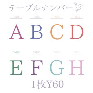 【1枚¥60】テーブルナンバーカラーmix 5枚〜 10枚以上購入でお値引き(その他)