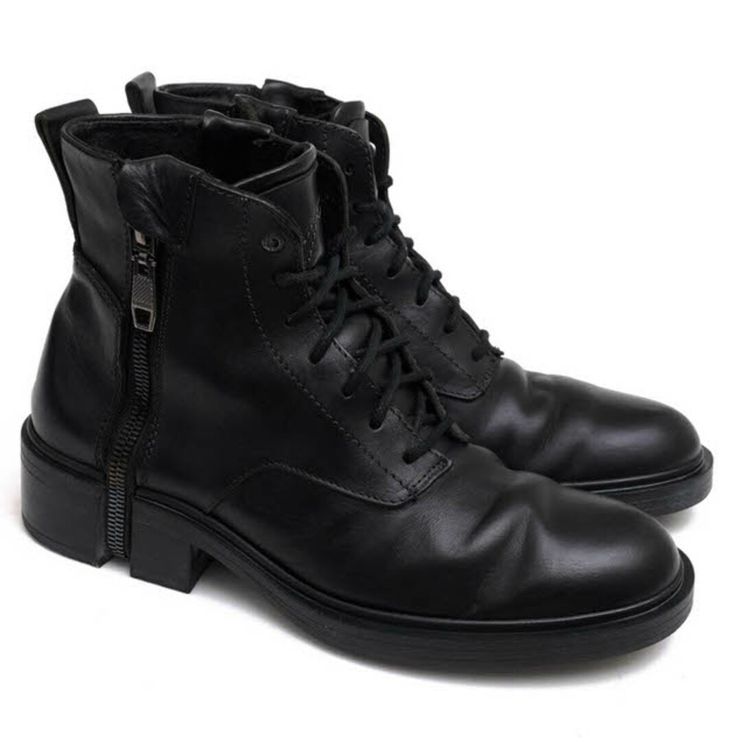 DIESEL(ディーゼル)のディーゼル／DIESEL レースアップブーツ シューズ 靴 メンズ 男性 男性用レザー 革 本革 ブラック 黒  D-RR LACED サイドジップ プレーントゥ メンズの靴/シューズ(ブーツ)の商品写真