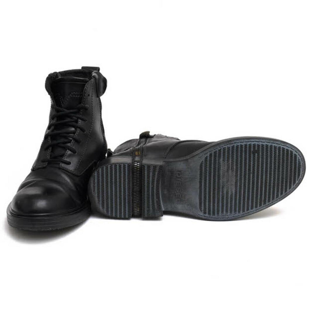 ディーゼル／ レースアップブーツ シューズ 靴 メンズ 男性 男性用レザー 革 本革 ブラック 黒   サイドジップ  プレーントゥ