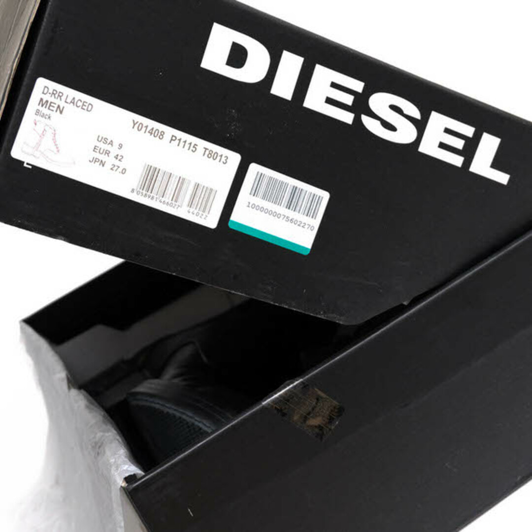 ディーゼル／DIESEL レースアップブーツ シューズ 靴 メンズ 男性 男性用レザー 革 本革 ブラック 黒 D-RR LACED サイドジップ  プレーントゥ