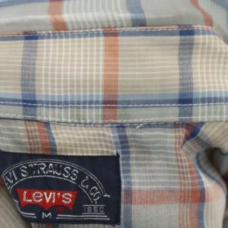 リーバイス 70s ヴィンテージ  ギンガムチェック 長袖 ウエスタンシャツ S レッド系 Levi's メンズ   【221008】 メール便可