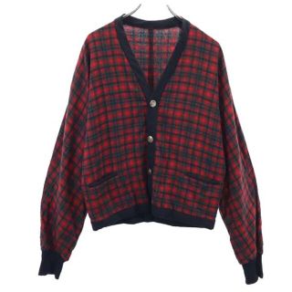 ペンドルトン(PENDLETON)のペンドルトン 60s ヴィンテージ ウール100％ チェック柄 カーディガン S 赤系 PENDLETON Vネック メンズ 【中古】  【230412】(カーディガン)