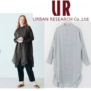 アーバンリサーチドアーズ(URBAN RESEARCH DOORS)のドアーズ シャツワンピース バンドカラー ロングシャツ ワンピース チュニック(シャツ/ブラウス(長袖/七分))