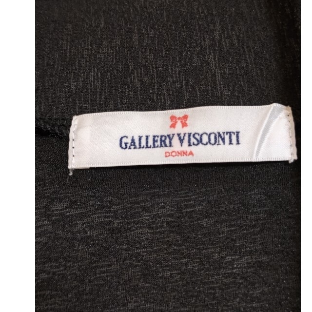 GALLERY VISCONTI(ギャラリービスコンティ)のギャラリービスコンティ　ロングカーディガン　黒　プリーツ　リボン🎀 レディースのトップス(カーディガン)の商品写真