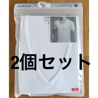 ユニクロ(UNIQLO)の☆新品未使用☆ ユニクロエアリズムvネックT半袖　ホワイト　m(Tシャツ/カットソー(半袖/袖なし))