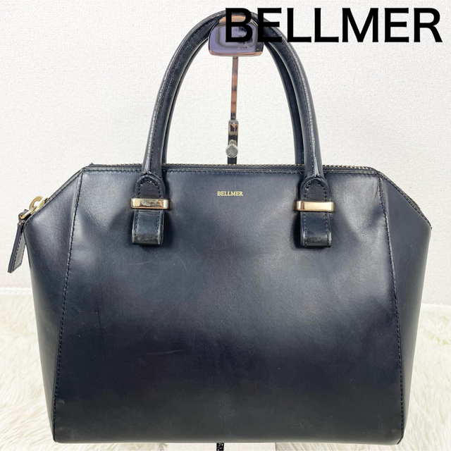 【美品☆】ベルメール　BELLMER ハンドバッグ　レザー　ブラック レディースのバッグ(ハンドバッグ)の商品写真