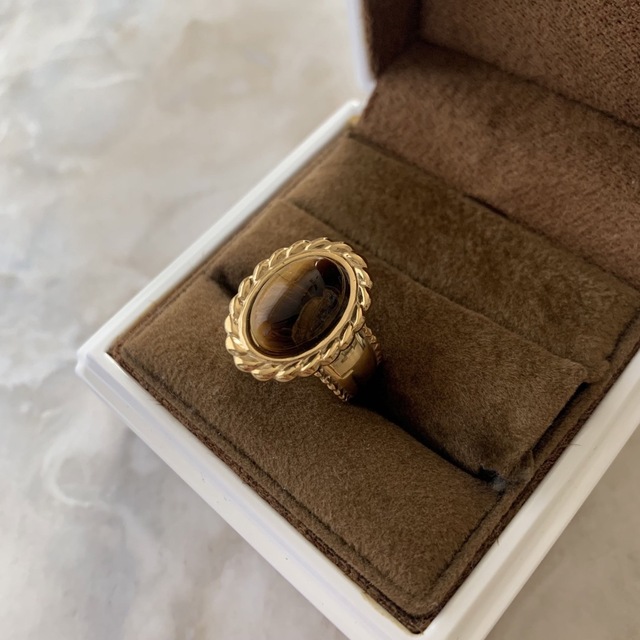 タイガーストーン　リング　指輪　天然石　ステンレス レディースのアクセサリー(リング(指輪))の商品写真
