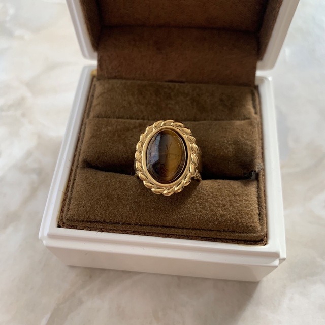 タイガーストーン　リング　指輪　天然石　ステンレス レディースのアクセサリー(リング(指輪))の商品写真