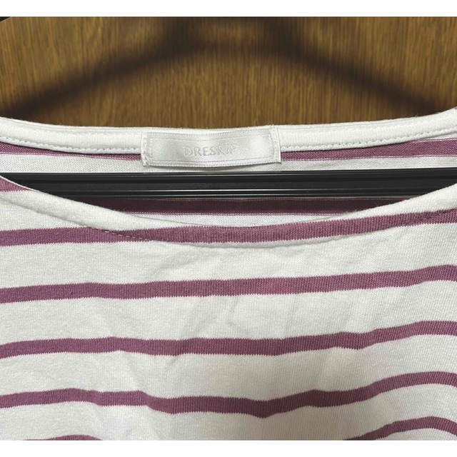 SHOO・LA・RUE(シューラルー)のシューラルー ボーダーロゴプリントTシャツ ピンク レディースのトップス(カットソー(半袖/袖なし))の商品写真