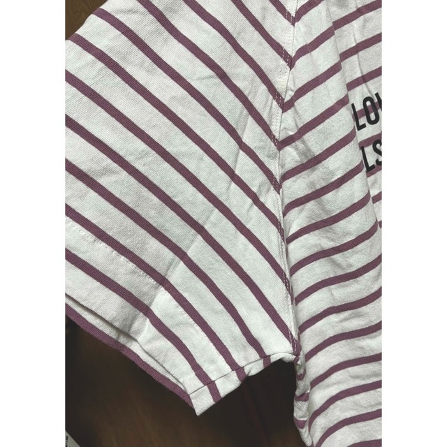 SHOO・LA・RUE(シューラルー)のシューラルー ボーダーロゴプリントTシャツ ピンク レディースのトップス(カットソー(半袖/袖なし))の商品写真