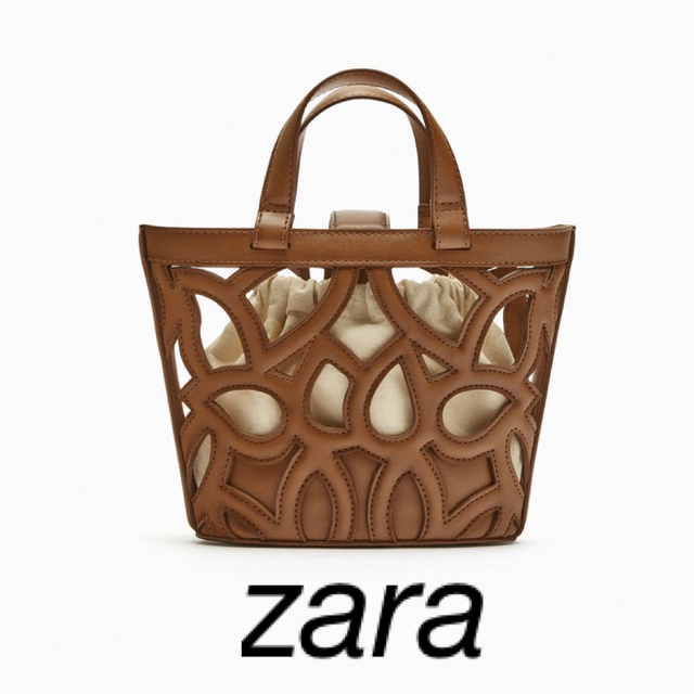 ZARA カットワーク　ミニトートバッグレディース