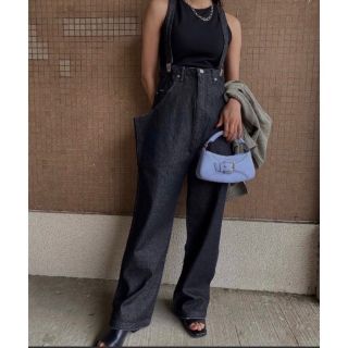 アメリヴィンテージ(Ameri VINTAGE)の【Ameri】HIGH WAIST WIDE SUSPENDERS PANTS(デニム/ジーンズ)