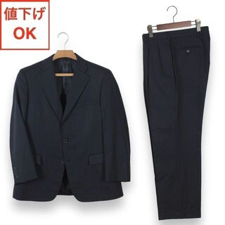 27【美品】ニューヨーカー スーツ AB4 メンズ ややゆったり体 M 濃紺
