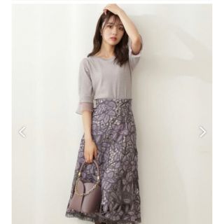 プロポーションボディドレッシング(PROPORTION BODY DRESSING)の【未使用タグ付　proportion カットワーク　レースフレアスカート (ロングスカート)