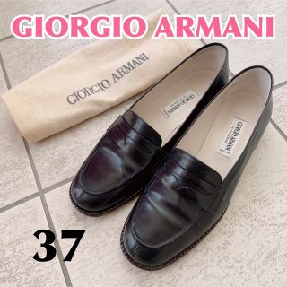 ジョルジオアルマーニ(Giorgio Armani)の【ブランド品】GIORGIO ARMANI ジョルジオアルマーニ　無地黒の革靴(ローファー/革靴)