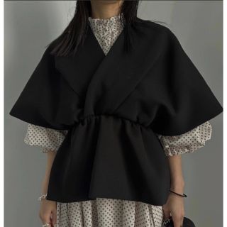 アメリヴィンテージ(Ameri VINTAGE)のAmeri PONCHO SILHOUETTE JERSEY TOP ブラック(シャツ/ブラウス(半袖/袖なし))