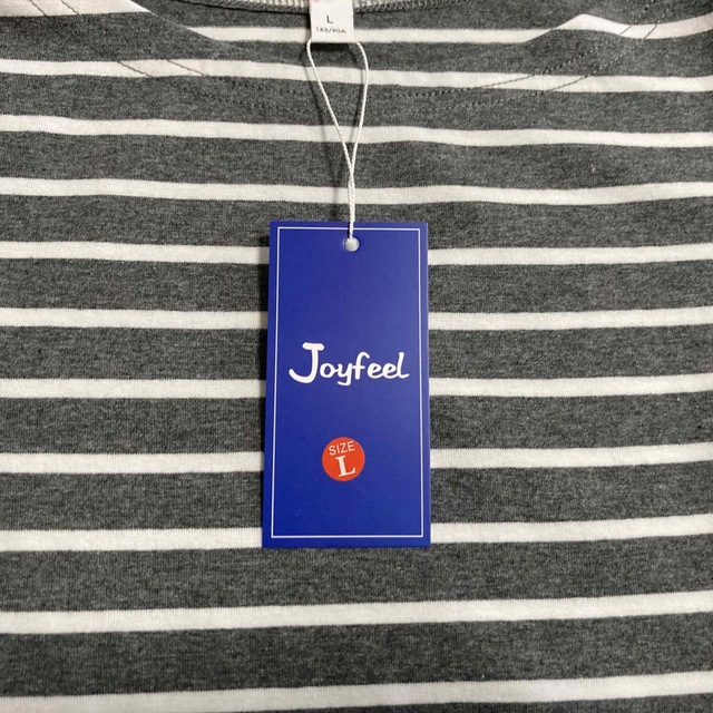 ボーダー カットソー ロンT L  joyfeel グレー レディースのトップス(Tシャツ(長袖/七分))の商品写真