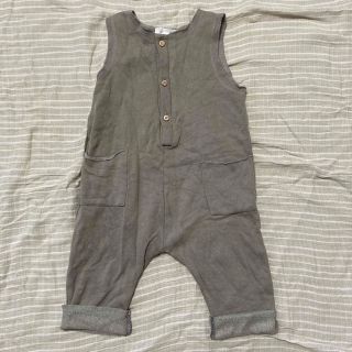 ザラキッズ(ZARA KIDS)のザラベイビー サロペット 70 80 グレー(ロンパース)