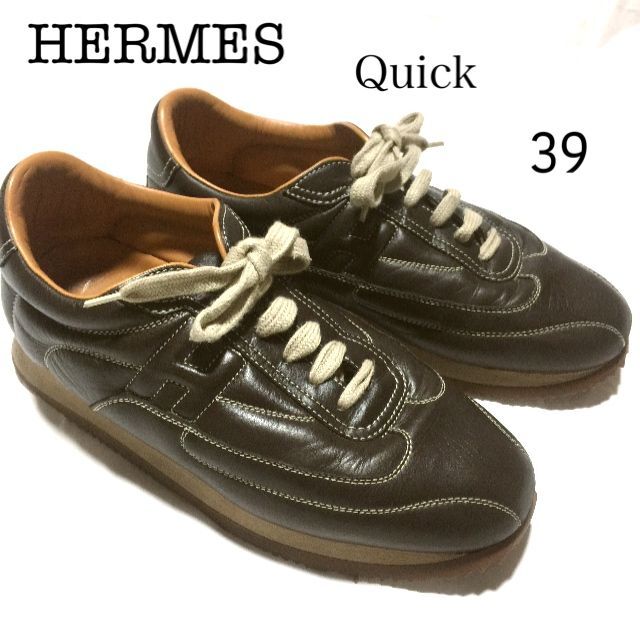 エルメス レザースニーカー クイック 39/HERMES Quick Hロゴ | フリマアプリ ラクマ