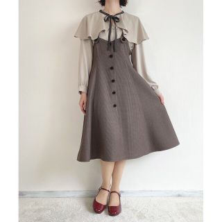 F i.n.t - 【美品】サスペンダー付きハイウエストチェックスカート F F i.n.t - 【美品】サスペンダー付きハイウエストチェックスカート F