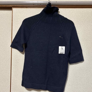 ティーケー(TK)のK.T KIYOKO TAKASE 半袖　タートルセーター　濃紺　M(ニット/セーター)