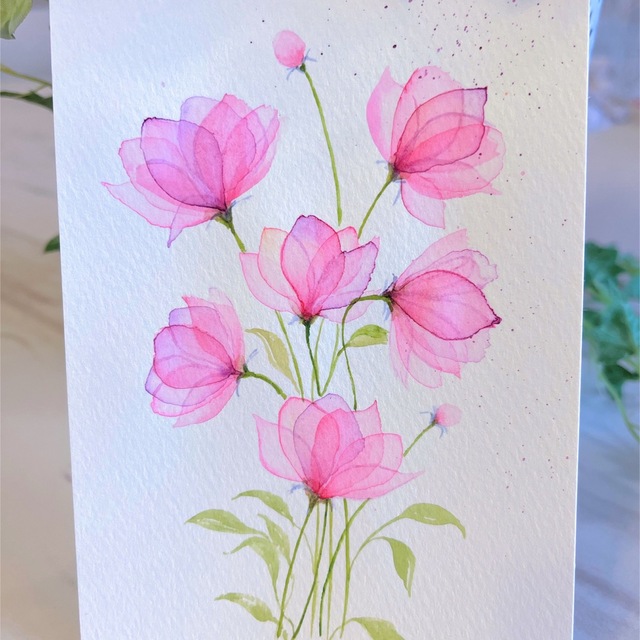 水彩画 絵画 原画『透明花』の通販 by ゆるっと水彩|ラクマ 水彩画 絵画 原画『透明花』の通販 by ゆるっと水彩|ラクマ