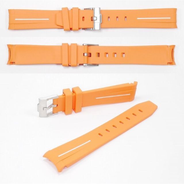 OMEGA(オメガ)のスウォッチ×オメガ 対応ラバーベルトB 尾錠付き オレンジベルト/ホワイトライン メンズの時計(ラバーベルト)の商品写真