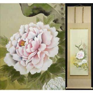 真作】掛軸 植田春甫『四季花図』絹本 肉筆 共箱付 掛け軸 a041713の ...
