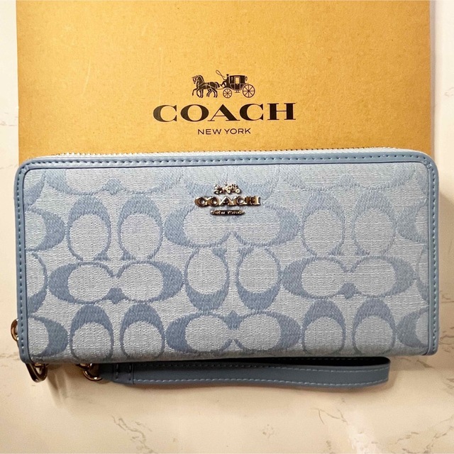 COACH ロング ジップ アラウンド ウォレット・シグネチャー シャンブレー