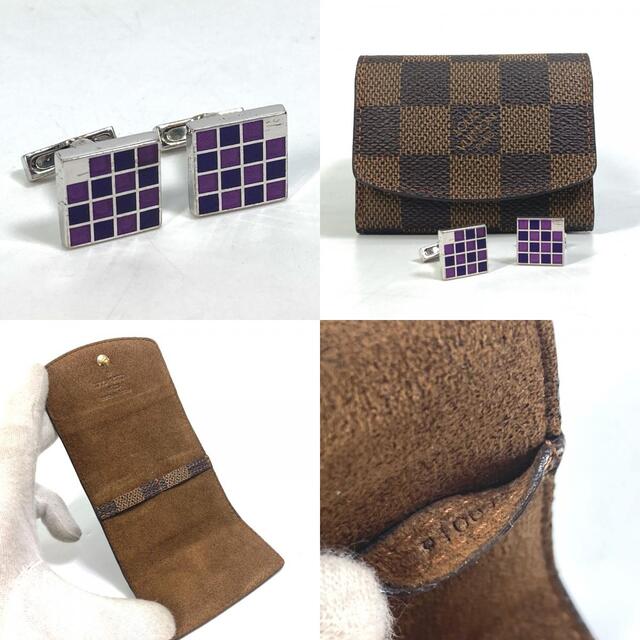 LOUIS VUITTON(ルイヴィトン)のルイヴィトン LOUIS VUITTON ダミエ M64660 ブトン ドゥ マンシェット カフリンクス カフス SV925 パープル メンズのファッション小物(カフリンクス)の商品写真