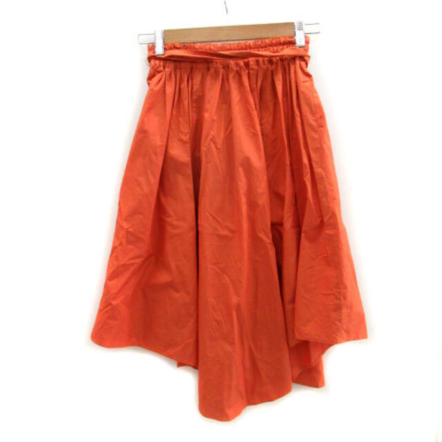 mimi&roger(ミミアンドロジャー)のミミ&ロジャー ギャザースカート フレアスカート ミモレ丈 36 オレンジ レディースのスカート(ひざ丈スカート)の商品写真
