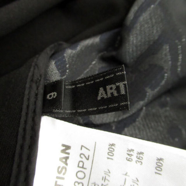 ARTISAN(アルティザン)のアルチザン ワンピース 七分袖 ひざ丈 ラウンドネック 総柄 9 ブラック 黒 レディースのワンピース(ひざ丈ワンピース)の商品写真