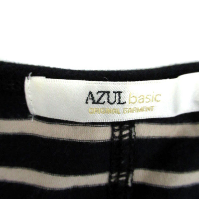 AZUL by moussy(アズールバイマウジー)のアズールバイマウジー Tシャツ カットソー 長袖 Vネック ボーダー柄 S 黒 レディースのトップス(Tシャツ(長袖/七分))の商品写真