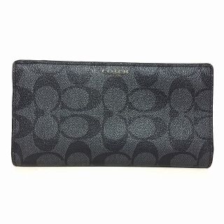 コーチ(COACH)のコーチ 長財布 シグネチャー柄 グレー×黒(財布)