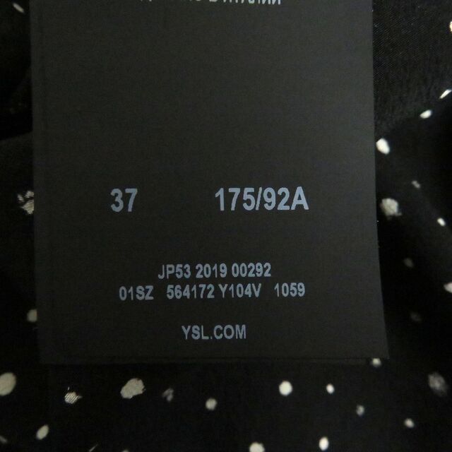 極美品□2019年製 SAINT LAURENT PARIS/サンローランパリ 564172 ドット 総柄 シルク100％ 薄手 長袖シャツ ブラック 37 イタリア製 正規品　t08-st30322-452