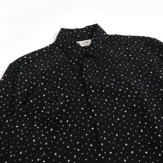 極美品□2019年製 SAINT LAURENT PARIS/サンローランパリ 564172 ドット 総柄 シルク100％ 薄手 長袖シャツ ブラック  37 イタリア製 正規品　t08-st30322-452