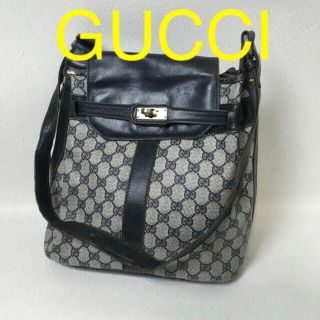 グッチ(Gucci)の●希少レア● オールドグッチ ネイビー 被せ蓋 ショルダーバッグ(ショルダーバッグ)